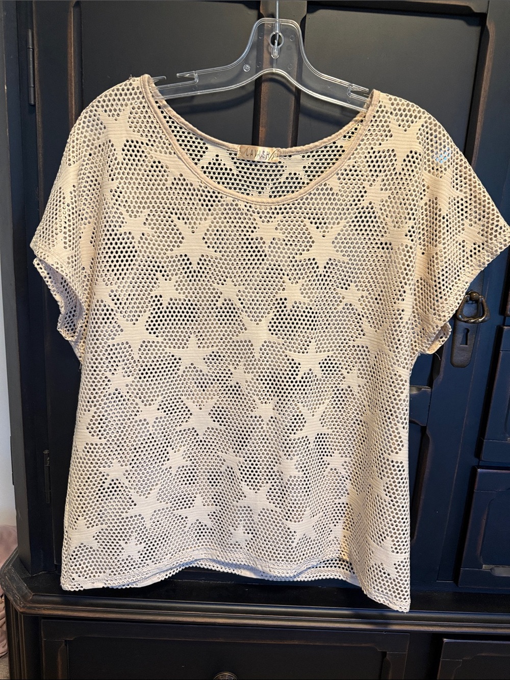 Lavish Cream Crochet Star Short Sleeve Tee
